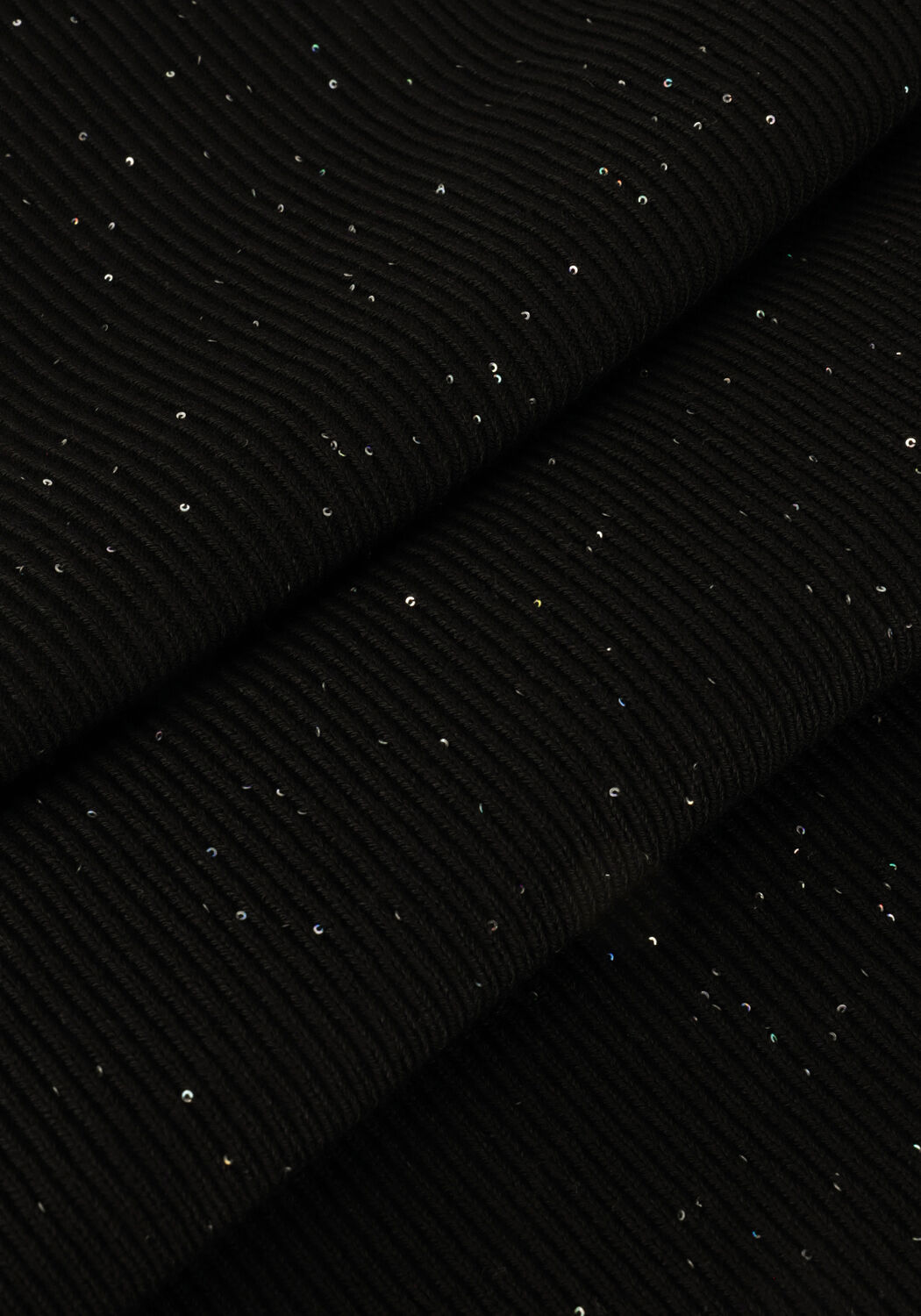 GUESS LS MICRO SEQUIN RIB LEA SWTR Hauts & T-shirts en noir - large