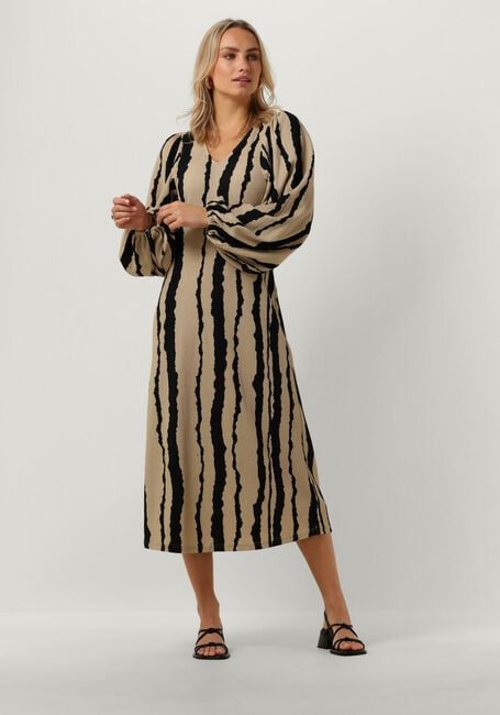 MODSTRÖM Robe midi HARLANDMD PRINT DRESS en beige - large