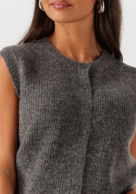 Grijze SELECTED FEMME Vest SLFLULU SL BUTTON O-NECK VEST EX - large