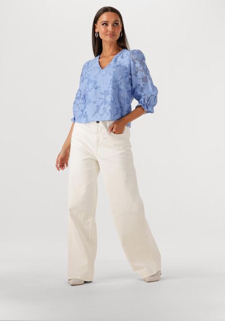 Lichtblauwe SELECTED FEMME  SLFCATHI-SADIE 3/4 TOP FF - large