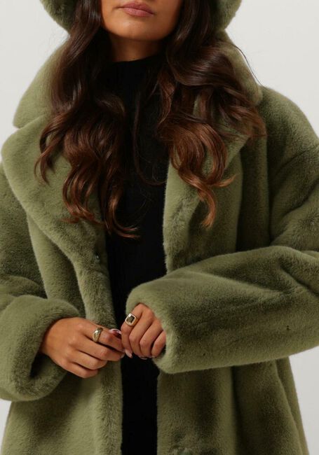 Groene STAND STUDIO Faux fur jas CAMILLE COCOON COAT - large