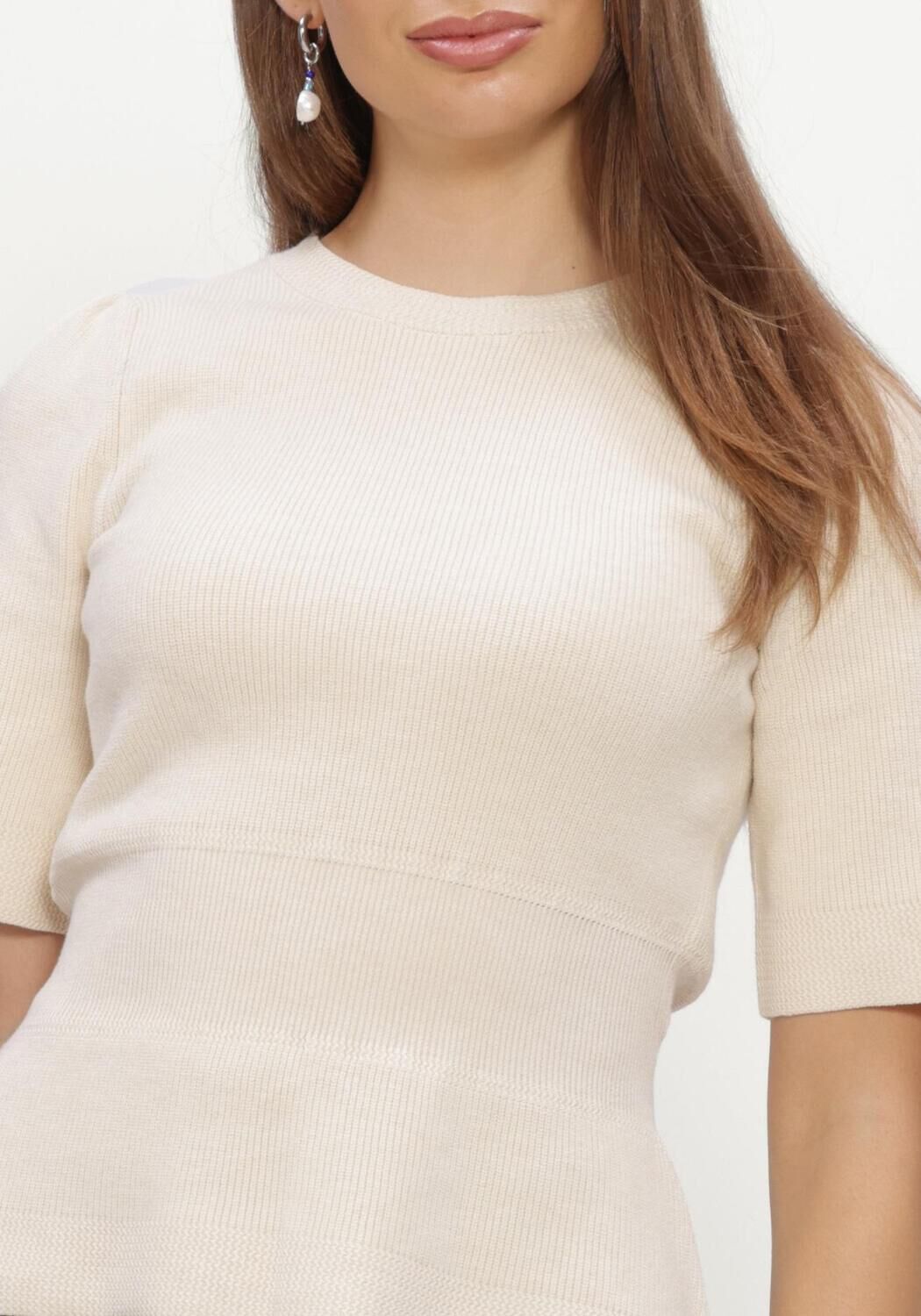 Creme OBJECT Top OBJMIRKA ANDRI S/S RE KNIT PULLOVER 147 - large