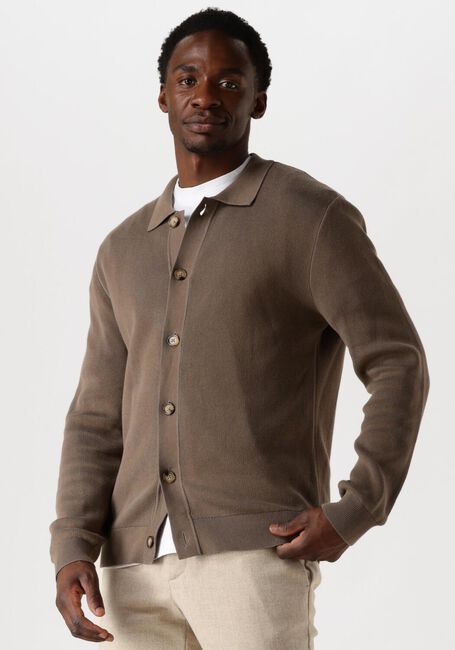 SELECTED HOMME Gilet SLHMATTIS LS KNIT POLO CARDIGAN en marron - large