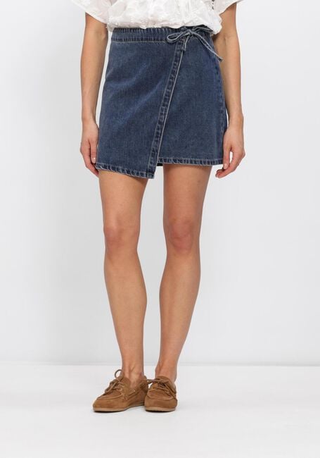 Blauwe OBJECT Minirok OBJROSIE MW DENIM SHORT WRAP SKIRT - large