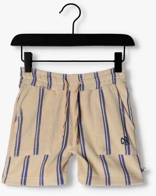 CARLIJNQ Pantalon courte STRIPES BLUE - SHORT LOOSEFIT WT EMBROIDERY en beige - large