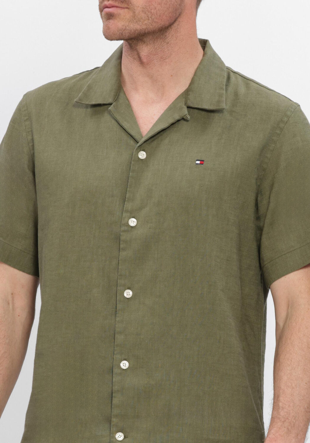 Groene TOMMY HILFIGER Casual overhemd SORONA LINEN CAMP SS RF 1/2 - large