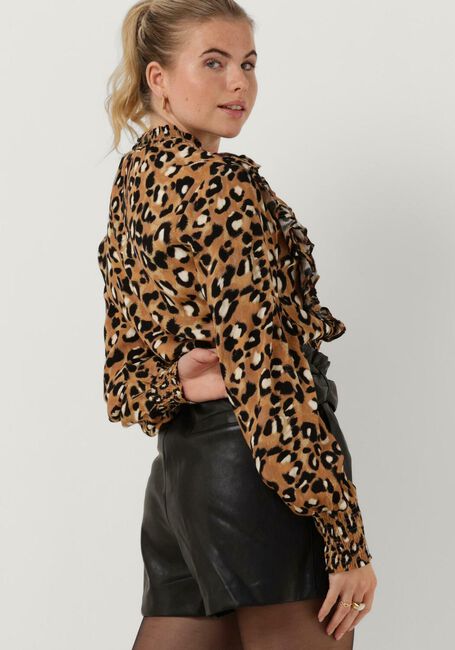 Bruine COLOURFUL REBEL  BINA LEOPARD BOHO RUFFLE BLOUSE - large
