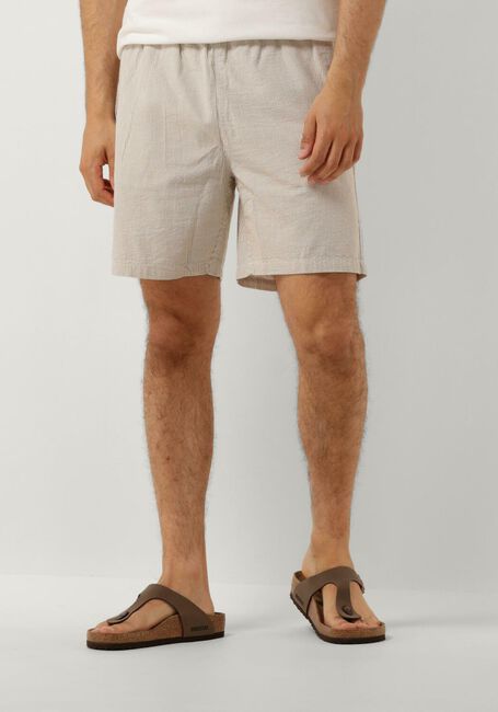 PURE PATH Pantalon courte SEERSUCKER SHORT WITH CORDS AND FRONT POCKETS en taupe - large