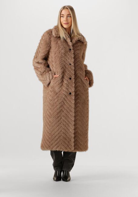 STUDIO AR Manteau SCARLET FAUX MINK ZIGZAG en taupe - large