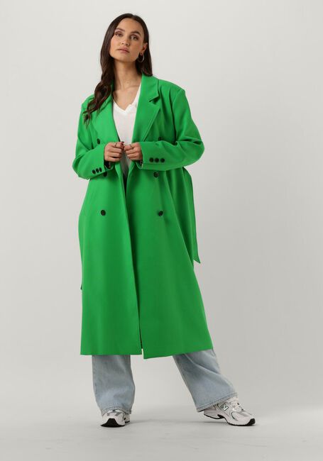 Groene ALIX THE LABEL  LADIES WOVN LONG TRENCH COAT - large
