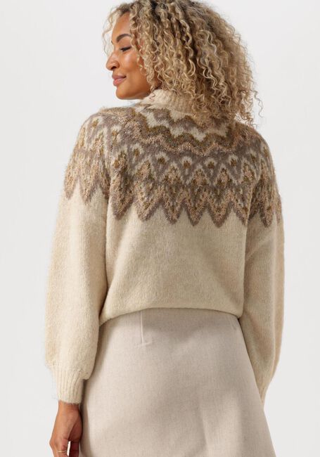 Beige Y.A.S. Trui YASELA LS SHIMMER KNIT PULLOVER - large