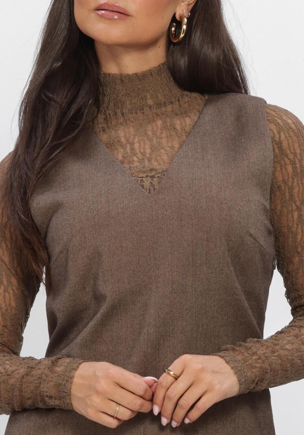 Bruine AAIKO Mini jurk RIVANE TWEED VIS 518 - large