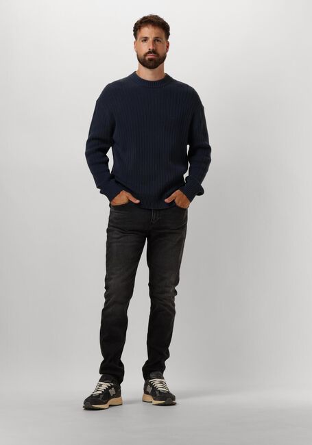 Donkerblauwe CALVIN KLEIN Trui LINEAR SWEATER - large