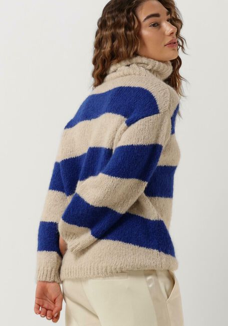 Blauwe 10DAYS Coltrui BLOCK STRIPE SWEATER - large