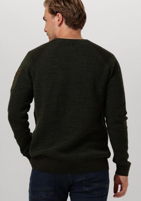 PME LEGEND Pull R-NECK COTTON RIB MELEE KNIT en vert - large