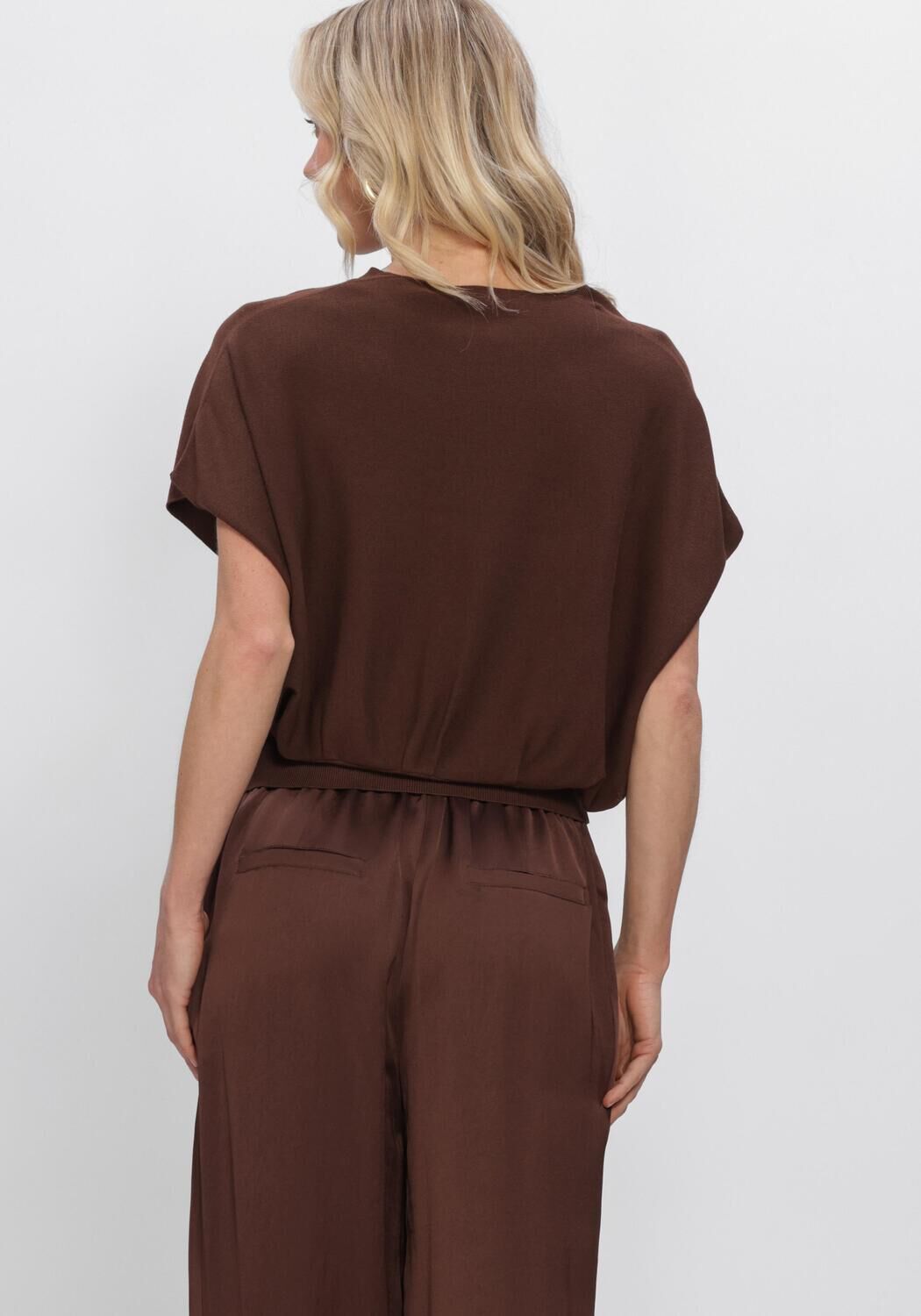 SUMMUM Pull V-NECK SWEATER VISCOSE BLEND KNIT en marron - large