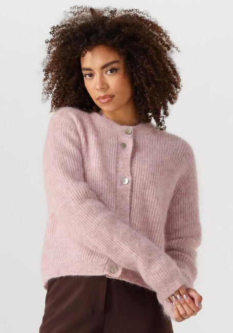 SECOND FEMALE Pull ANDREA KNIT RIB LS CARDIGAN en rose - large