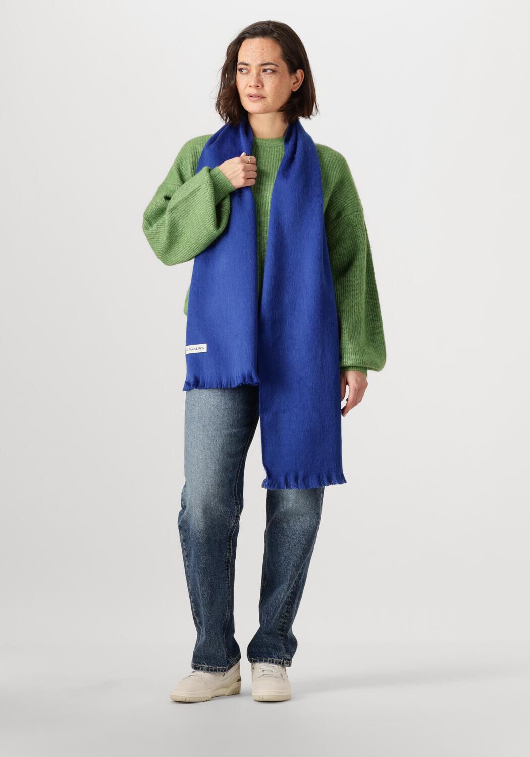 Blauwe ALPACA LOCA Sjaal SLIM SCARF - large