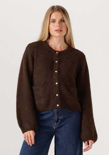 OBJECT Gilet OBJSAGGIA RE L/S KNIT CARDIGAN en marron - large