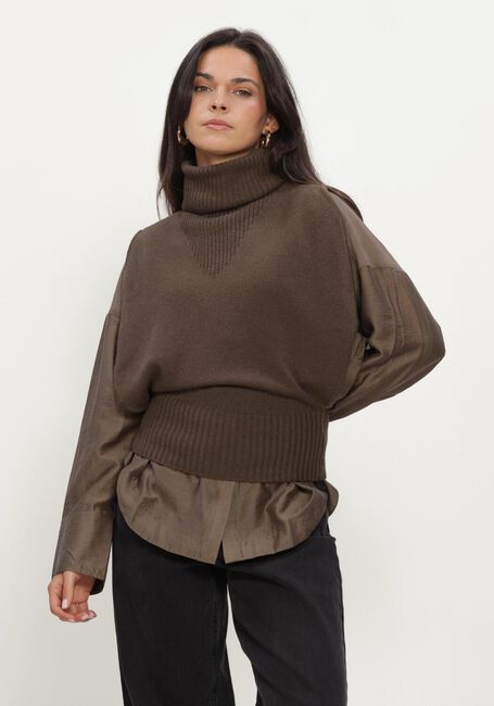 ROUGE EDIT Col roul&eacute; ROUCLEO ROLL NECK KNIT VEST/PF en marron - large