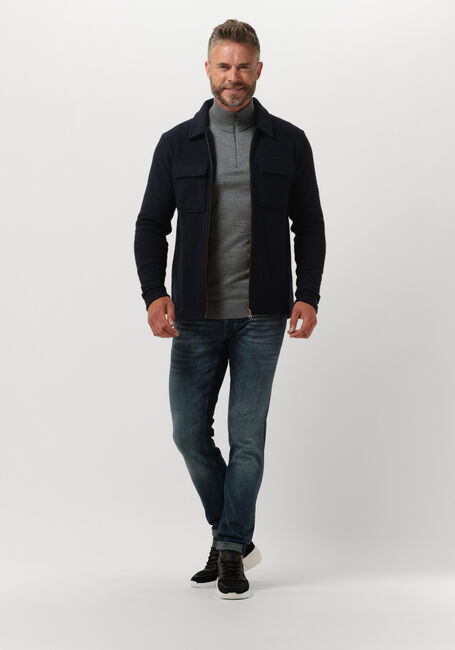 Donkerblauwe CAST IRON Overshirt ZIP JACKET BOILED WOOL - large