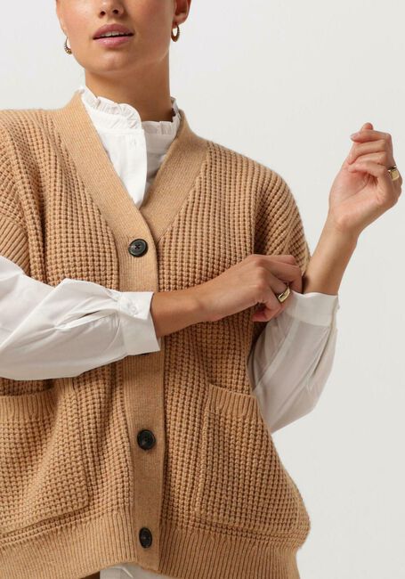 Camel RUBY TUESDAY Vest VLINN SLEEVELESS CARDIGAN W PACHED POCKETS - large