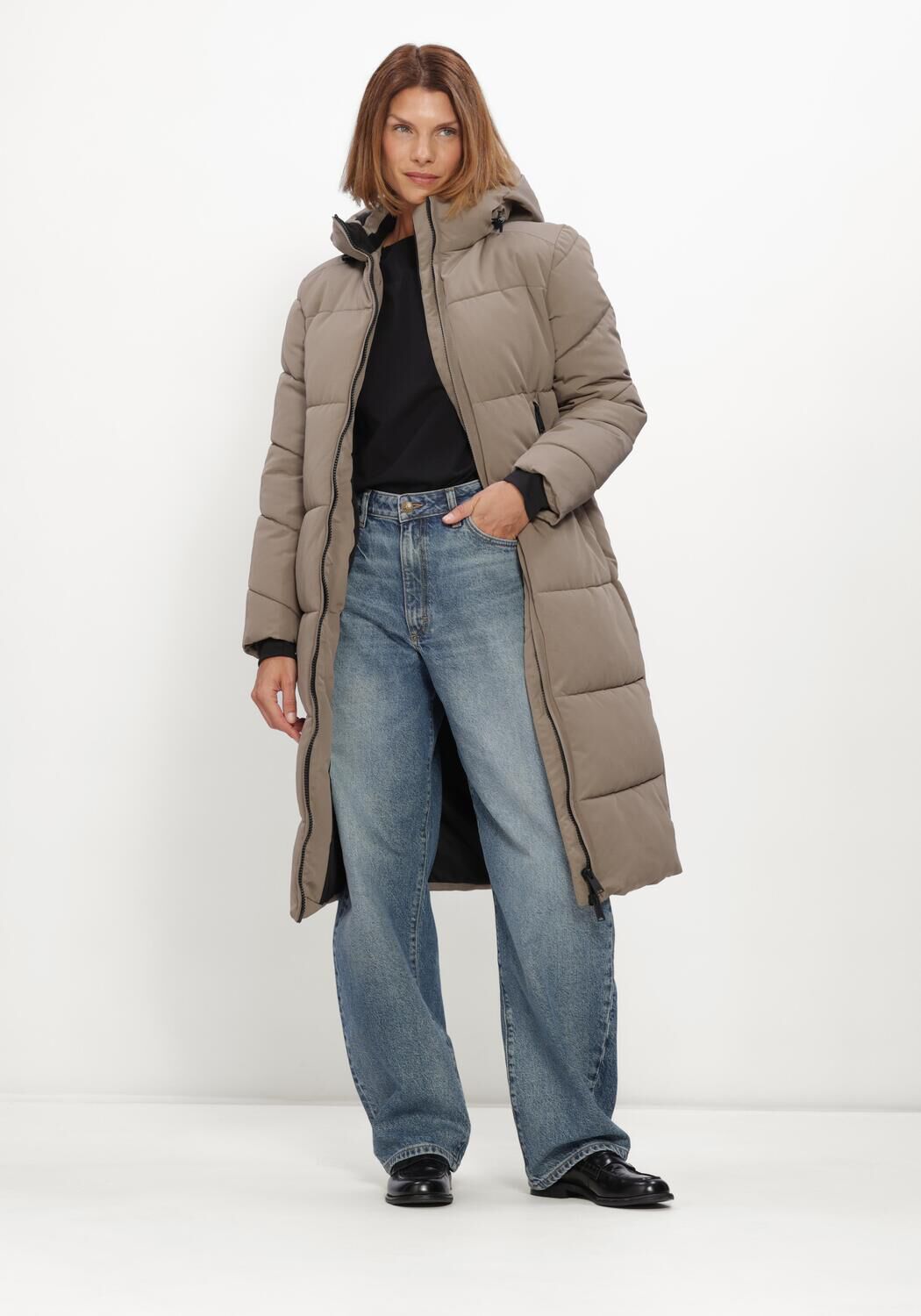 Taupe WITHBLACK Gewatteerde jas WBLGLORIAN LONG PUFFER COAT - large