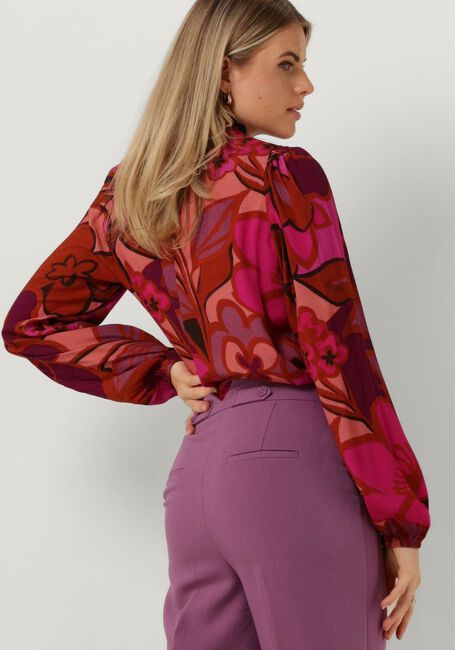 JANSEN AMSTERDAM Blouse WFP105 BLOUSE PRINT WITH PUFFSLEEVES AND TURTLE NECK en rose - large