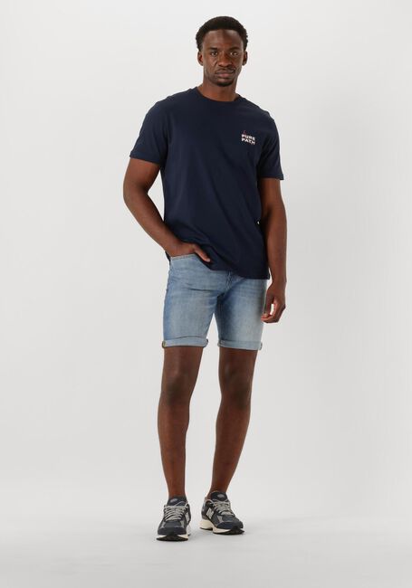 PURE PATH Pantalon courts THE STEVE SKINNY FIT DENIM SHORTS en bleu - large
