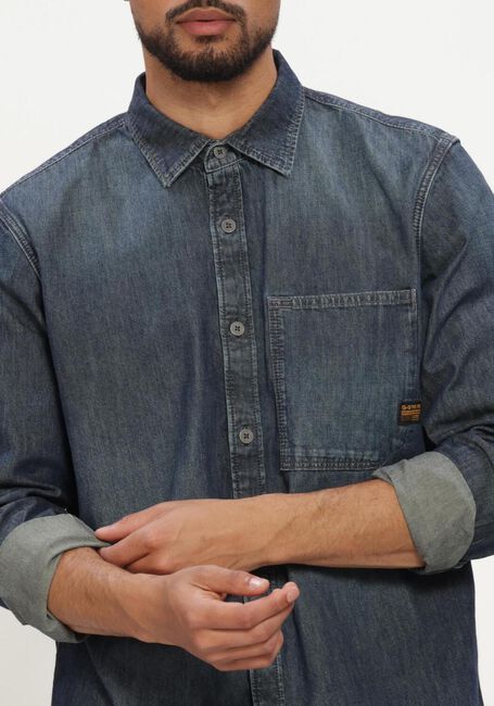 G-STAR RAW Chemise d&eacute;contract&eacute; REGULAR 1-PKT SHIRT L\S en bleu - large