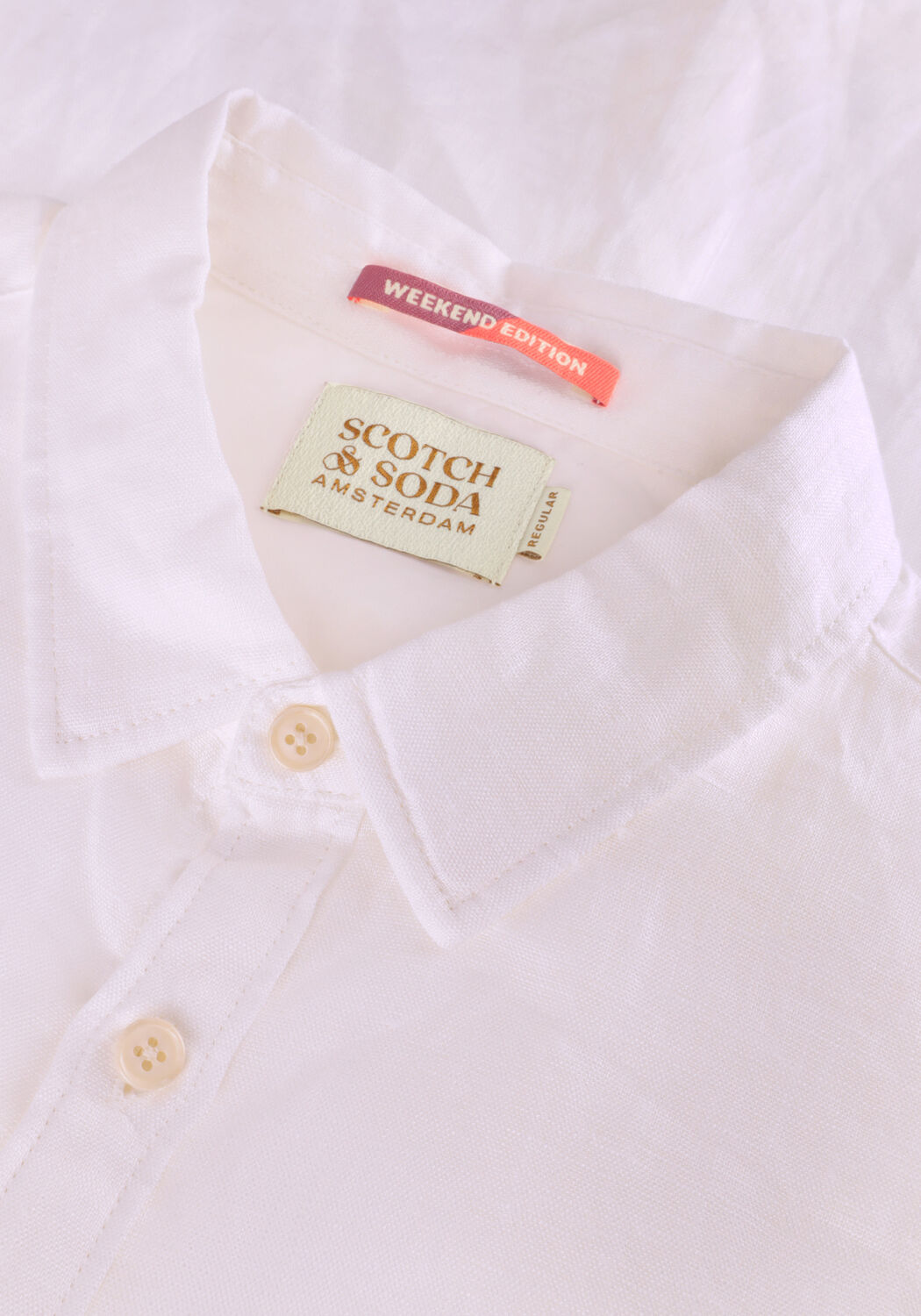 SCOTCH & SODA Chemise d&eacute;contract&eacute; LINEN SHIRT WITH ROLL-UP en blanc - large