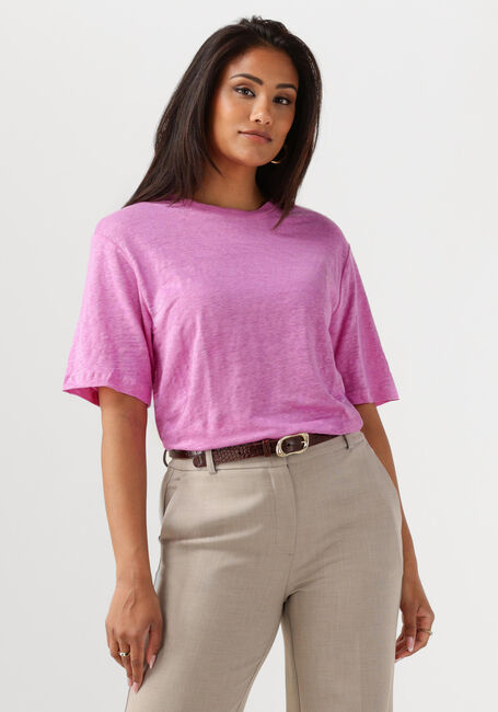 SELECTED FEMME T-shirt SLFVILJA LINEN SS TEE en rose - large