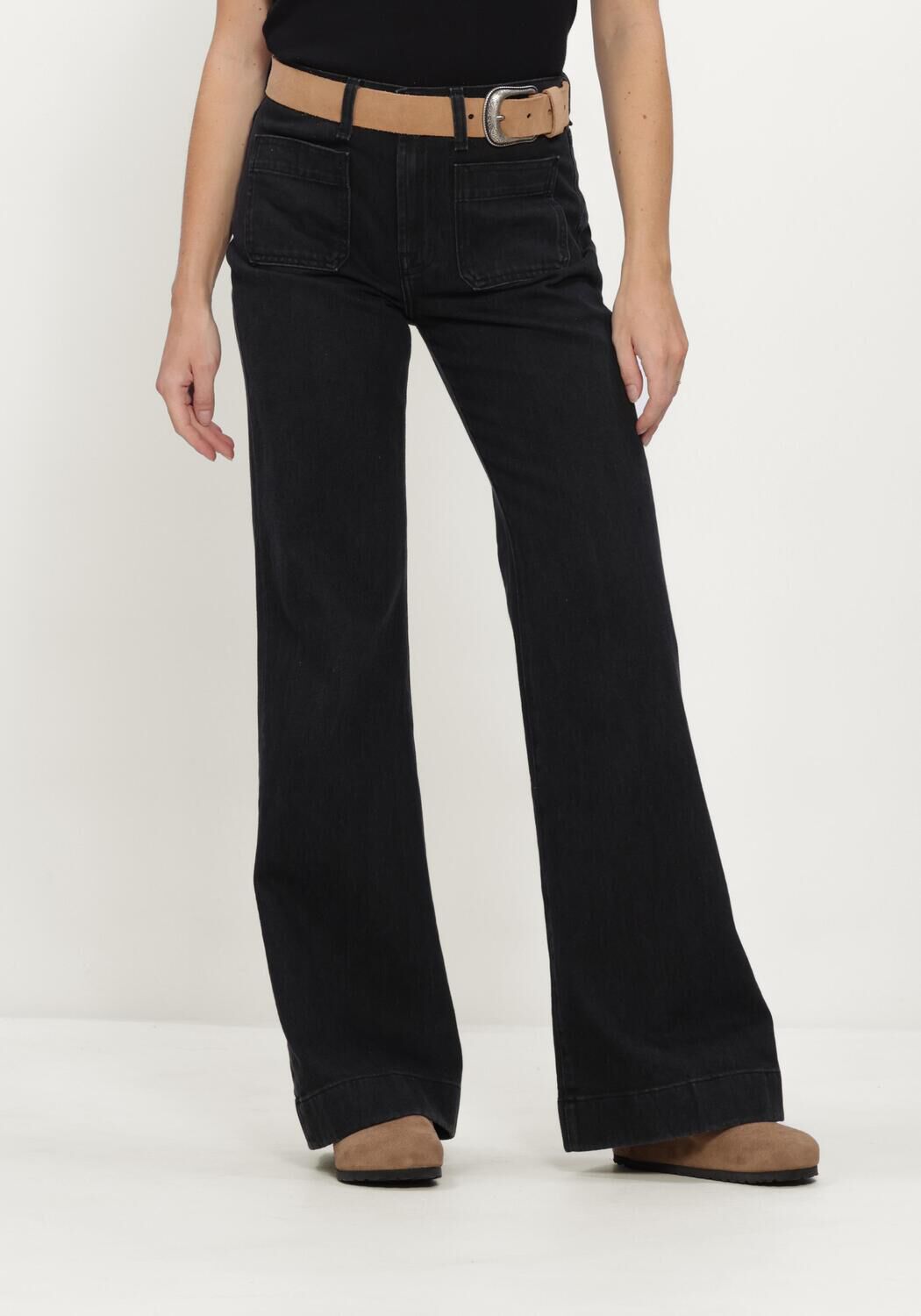7 FOR ALL MANKIND Flared jeans MODERN DOJO HEAVY RAIN WITH PATCH POCKETS en noir - large