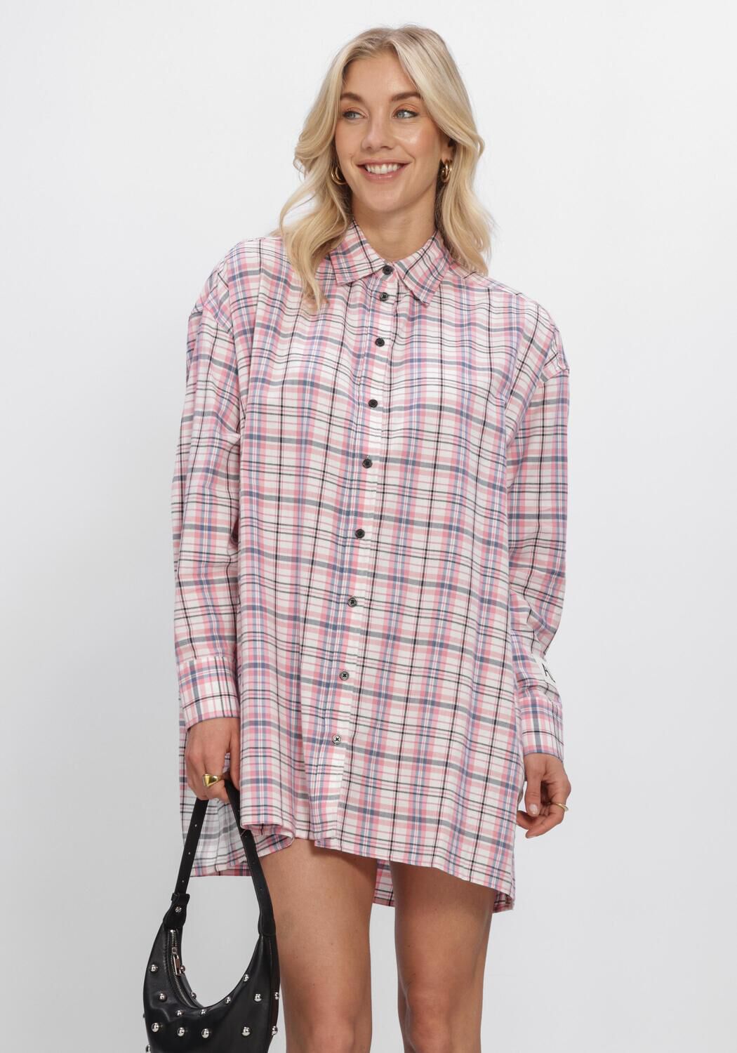 ALIX THE LABEL Mini robe LADIES WOVEN DAMAGED CHECK DRESS en rose - large