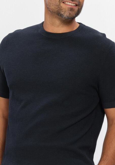 PROFUOMO T-shirt T-SHIRT CREW NECK COTTON LINEN Bleu fonc&eacute; - large