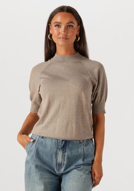 SUMMUM Pull SHORT SLEEVE SWEATER SOFT VISCOSE POLYAMIDE KNIT en beige - large