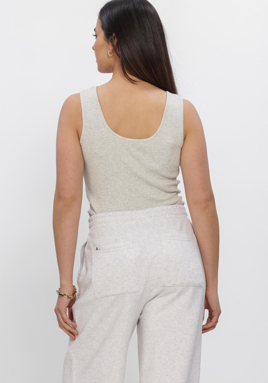 ALIX THE LABEL Haut LADIES KNITTED RIB TANKTOP Gris clair - large