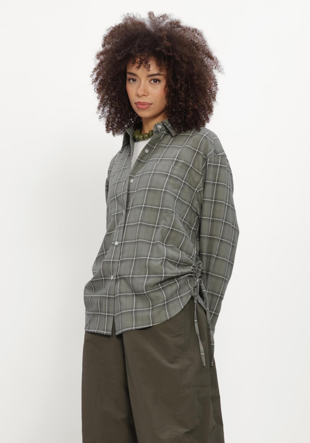 Groene CATWALK JUNKIE  CHECK BLOUSE - large