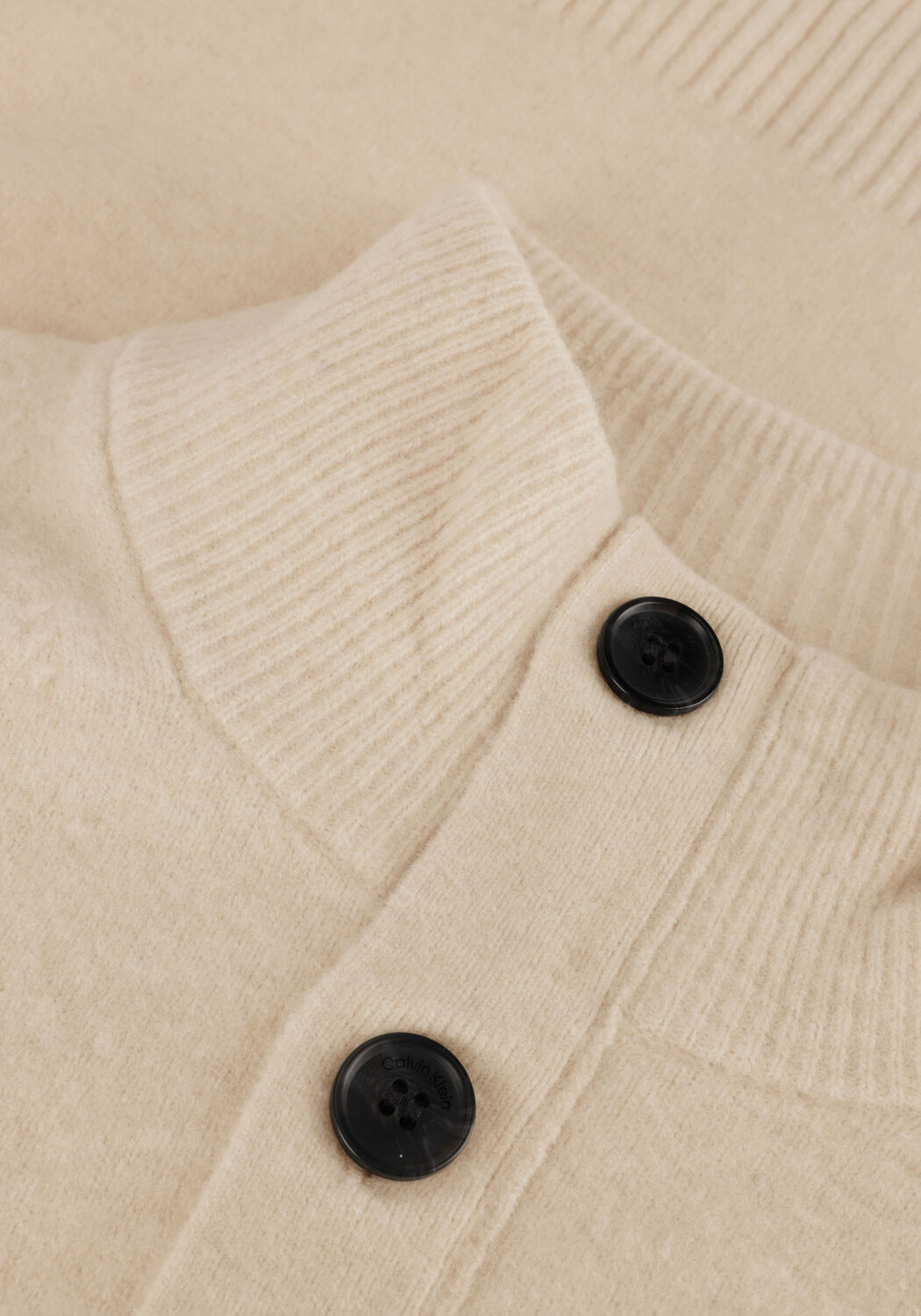 Beige CALVIN KLEIN Trui LYCRA BLEND BUTTON QUARTER ZIP - large