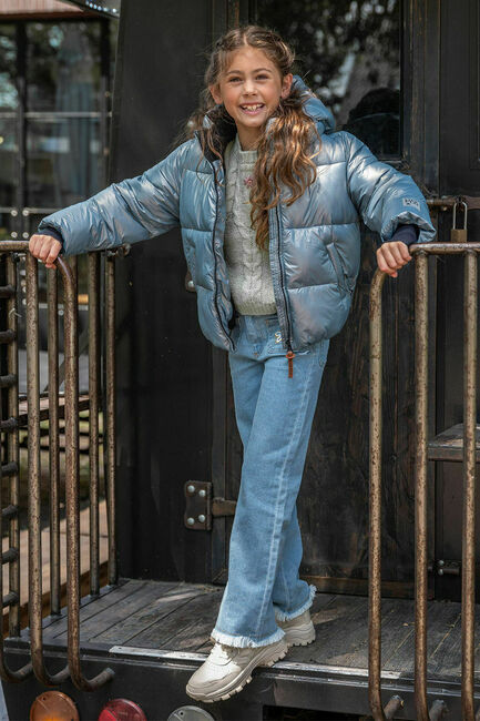 LIKE FLO Veste matelassé FLO GIRLS SHORT HOODED JACKET Bleu clair - large