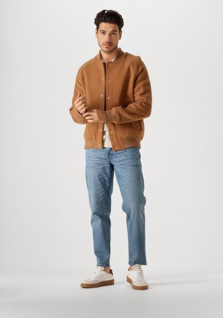 SELECTED HOMME Pull SLHTRAY LS KNIT MERINO POLO en beige - large
