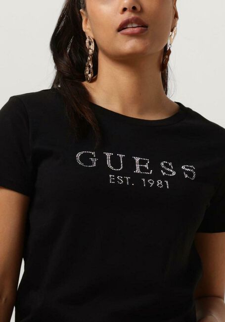 GUESS T-shirt SS GUESS 1981 CRYSTAL EASY TEE en noir - large