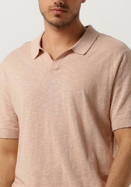 SELECTED HOMME Polo SLHBERG LINEN SS KNIT OPEN POLO en orange - large