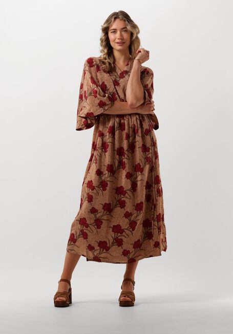 SISSEL EDELBO Robe midi BRENDA SILK WRAP DRESS en beige - large