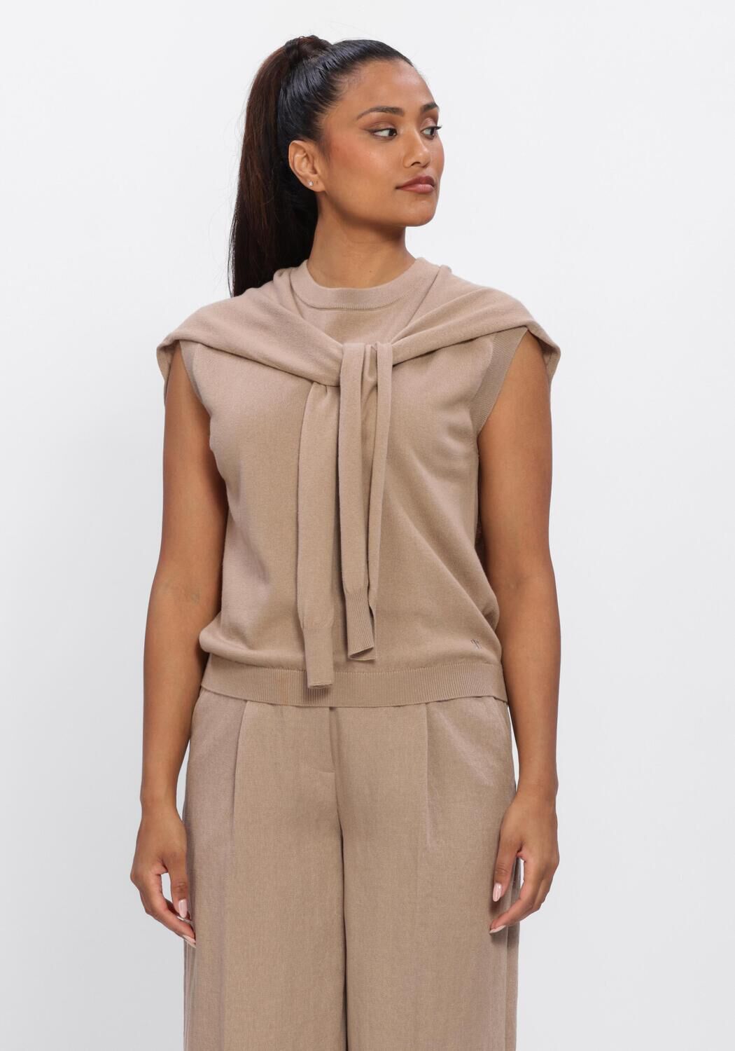 Beige DANTE6 Top DOUBLE LAYERD SWEAT - large
