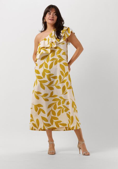 SECOND FEMALE Robe midi UIVO ONE-SHOULDER DRESS en or - large