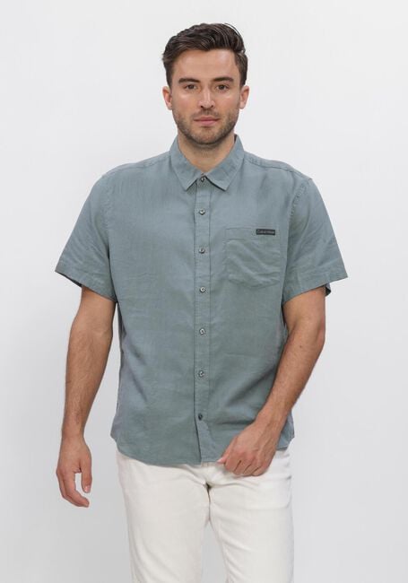 CALVIN KLEIN Chemise d&eacute;contract&eacute; SS SOLID CASUAL LINEN CLASSIC SH en vert - large