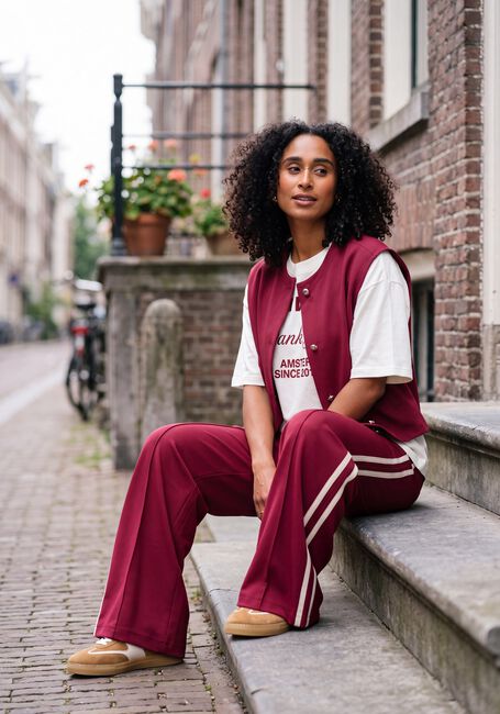 POM AMSTERDAM Pantalon large NORA BURGUNDY RED Bordeaux - large
