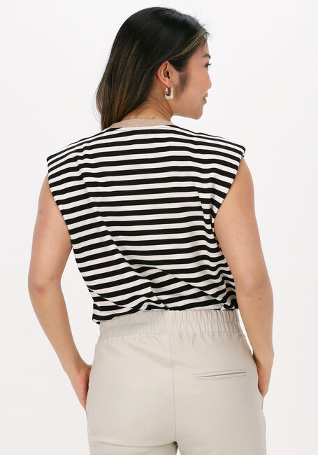 Zwarte SUMMUM T-shirt TOP SHOULDER PADS TERRY STRIPE - large