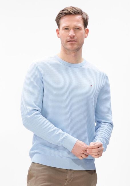 Lichtblauwe TOMMY HILFIGER Trui SEASONAL STRUCTURE CNECK - large